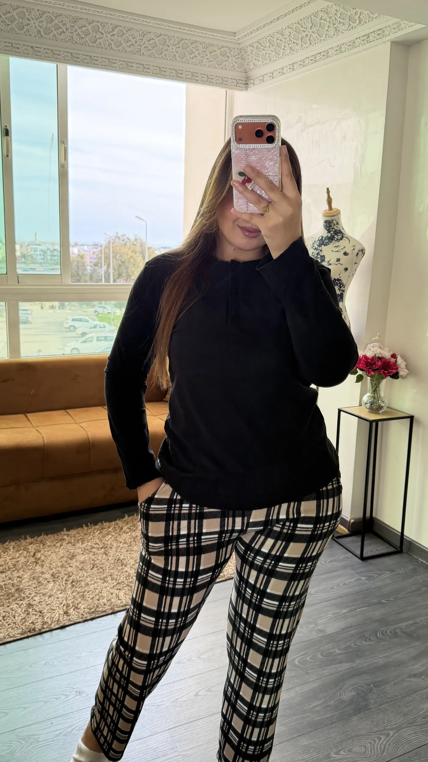 Pyjama Tartan « Highland » Noir & Beige 3