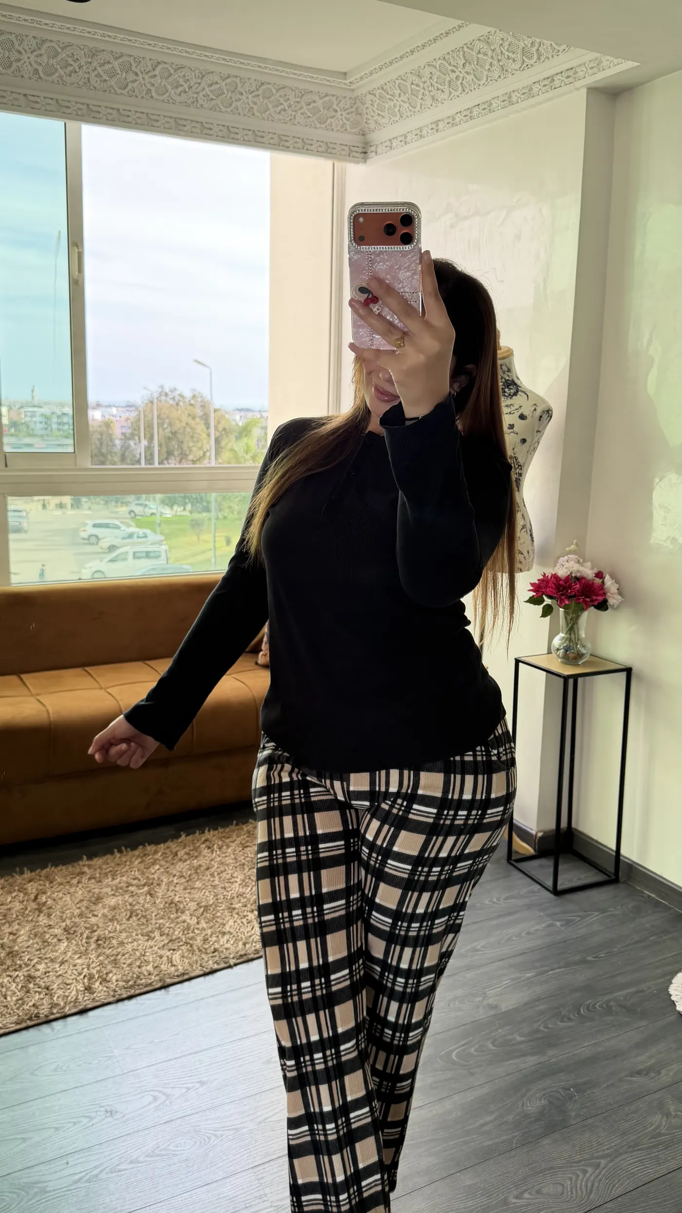 Pyjama Tartan « Highland » Noir & Beige 4