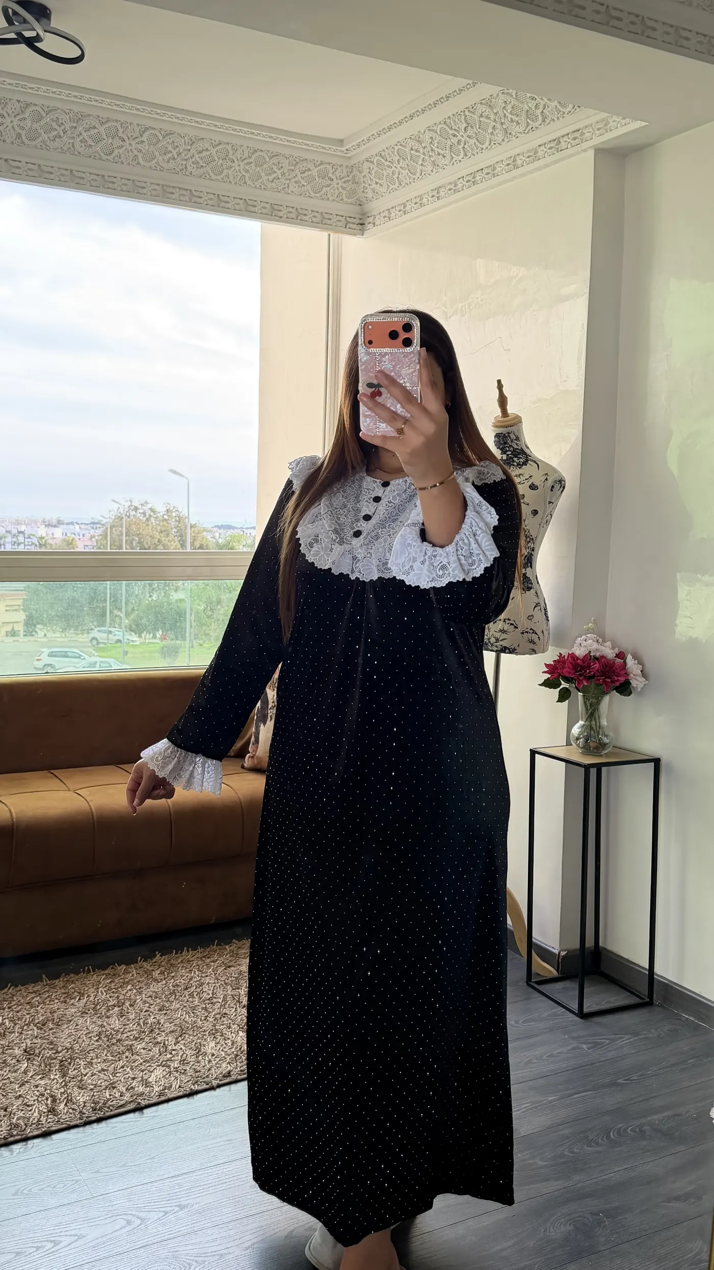 Robe Longue Velours « Éléonore » Noir