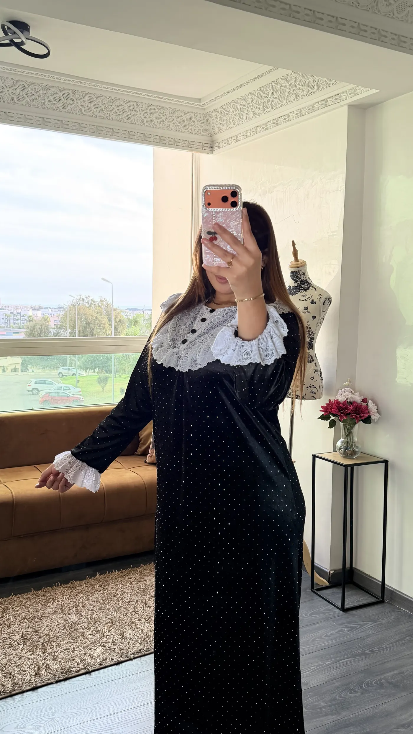 Robe Longue Velours « Éléonore » Noir 2