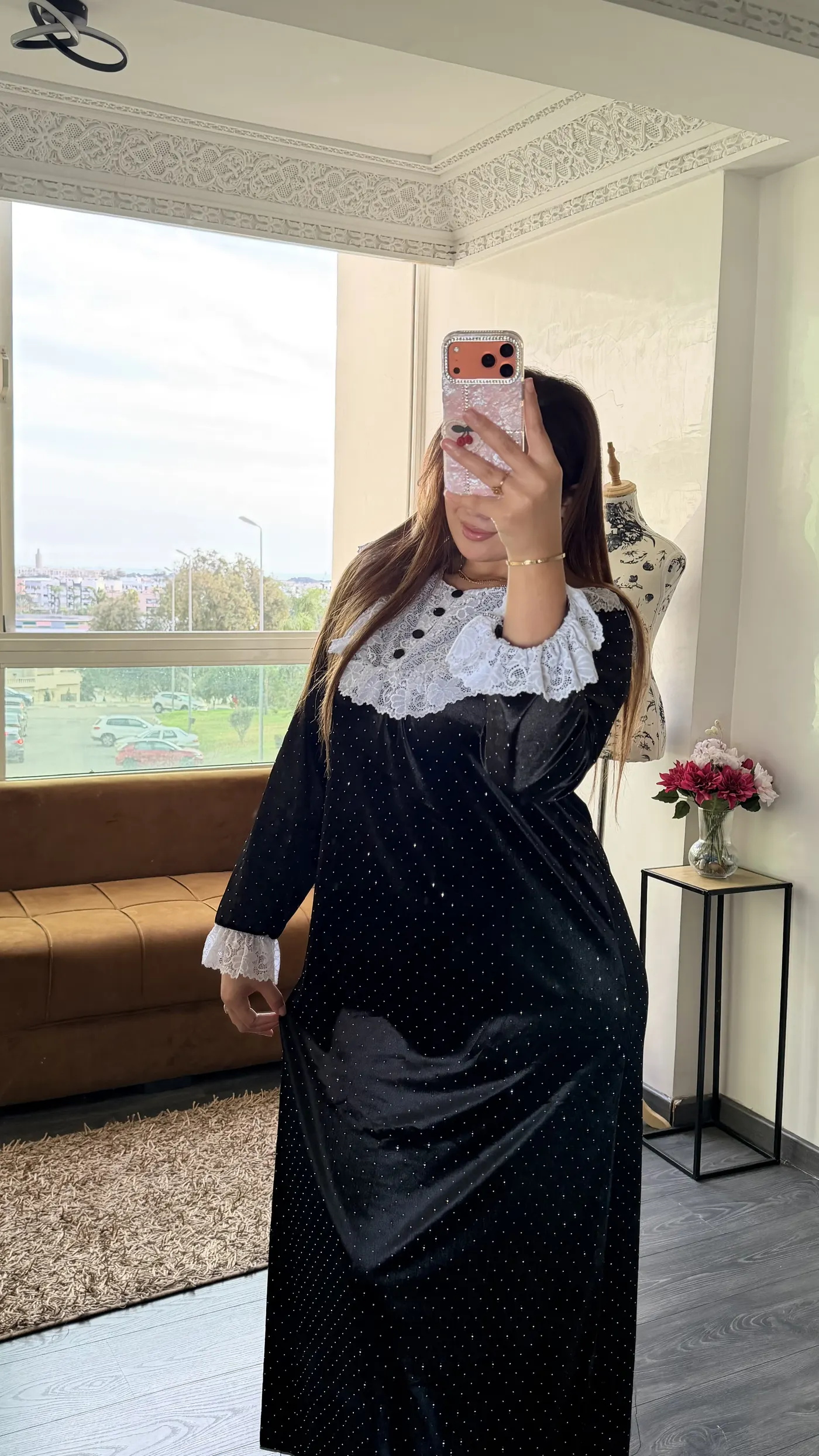 Robe Longue Velours « Éléonore » Noir 3