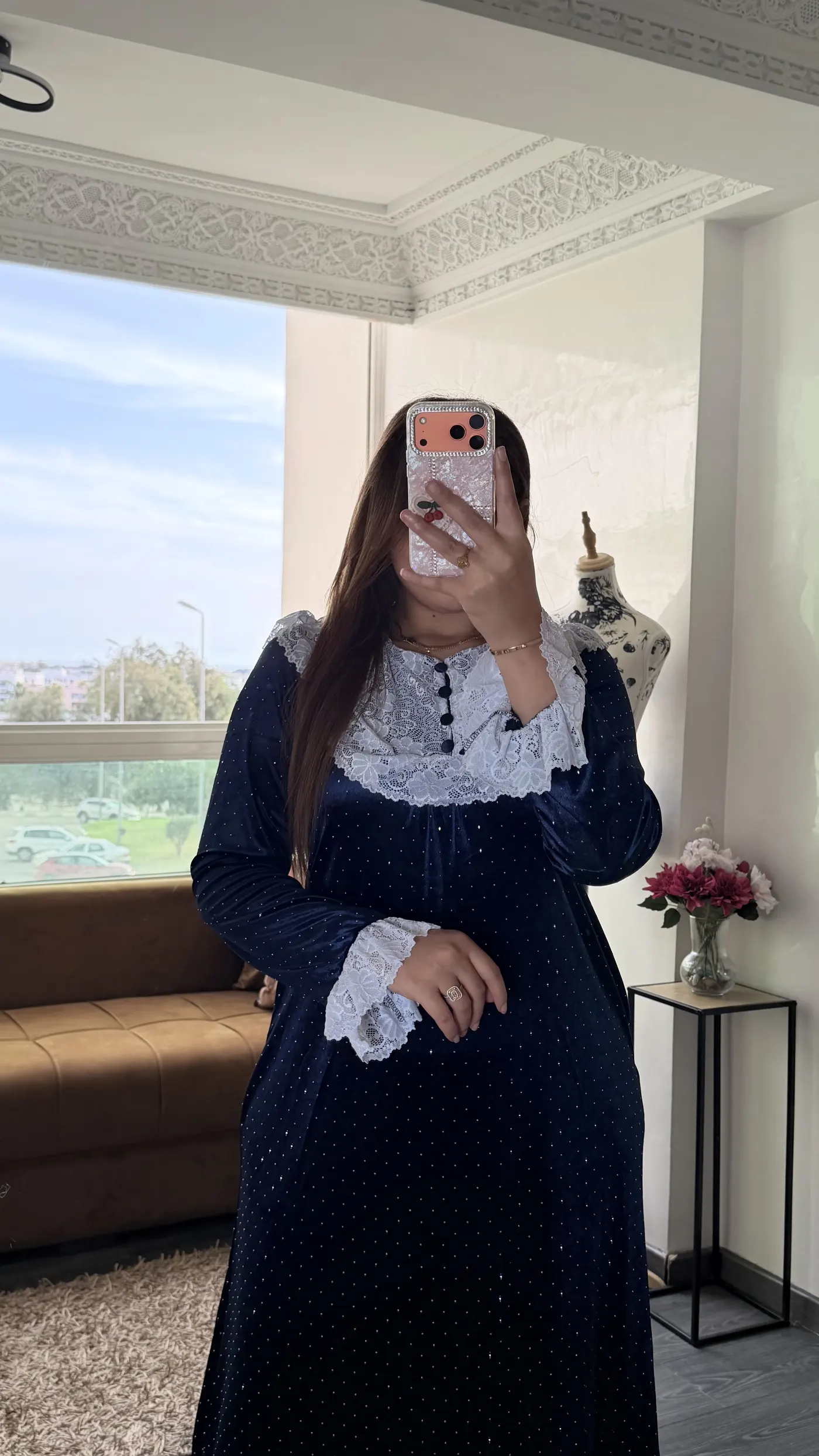 Robe Longue Velours « Éléonore » Bleu Nuit 2
